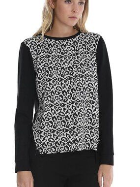 TIBI Leopard Knit Easy Sweatshirt Sweater Seen On Celebrity Size 6 NWT $245